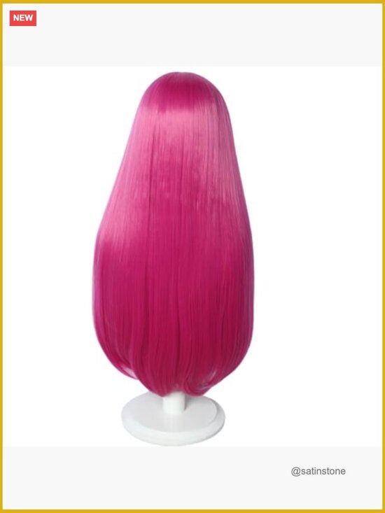 Long Straight Rose Red Cosplay Wig with Wig Cap, Heat Resistant Synthetic Hair main image 5